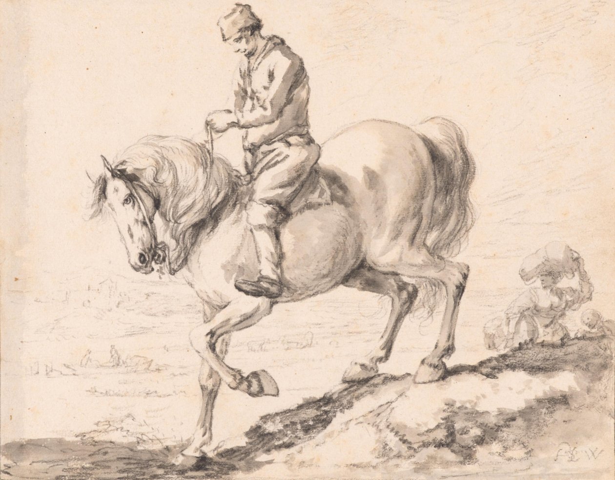 Egy lovas átkel a lovával egy patakon alkotó: Philips Wouwerman
