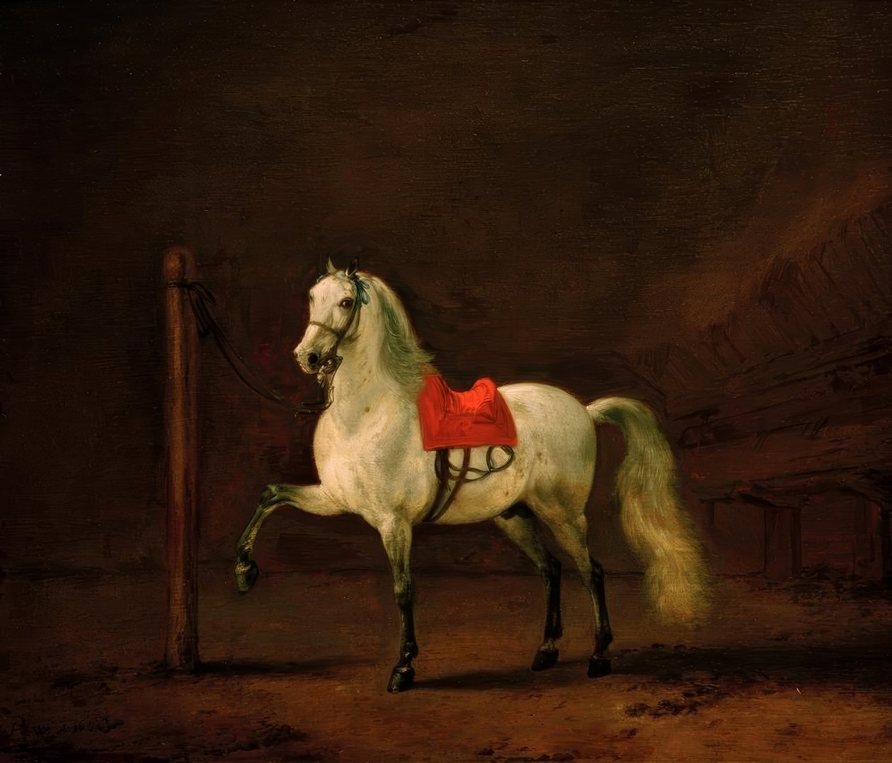 Egy fehér ló az istállóban alkotó: Philips Wouwerman