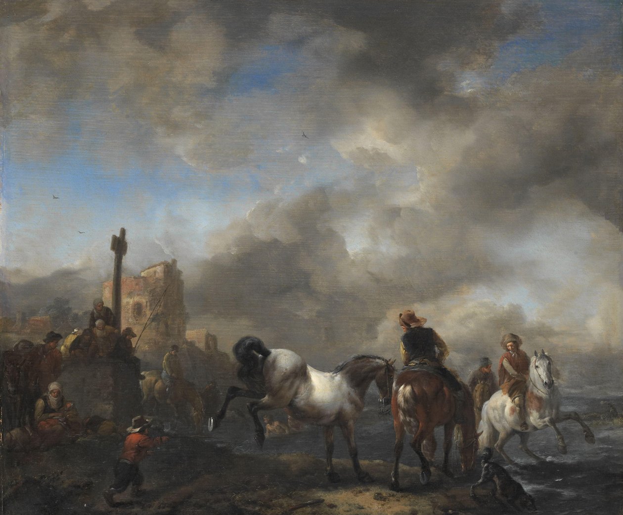 Lótó a határkő közelében alkotó: Philips Wouwerman