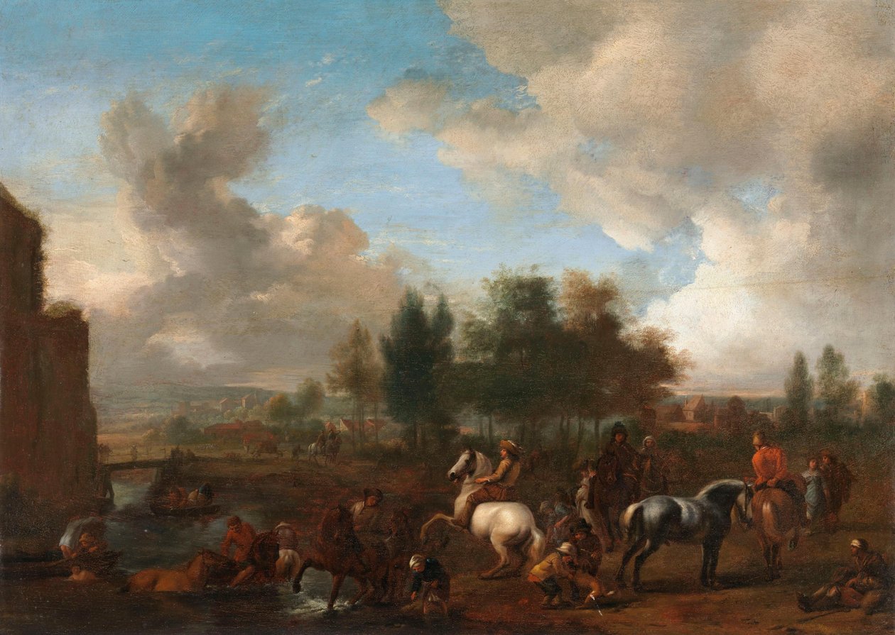 Itató lovak: tájkép alkotó: Philips Wouwerman