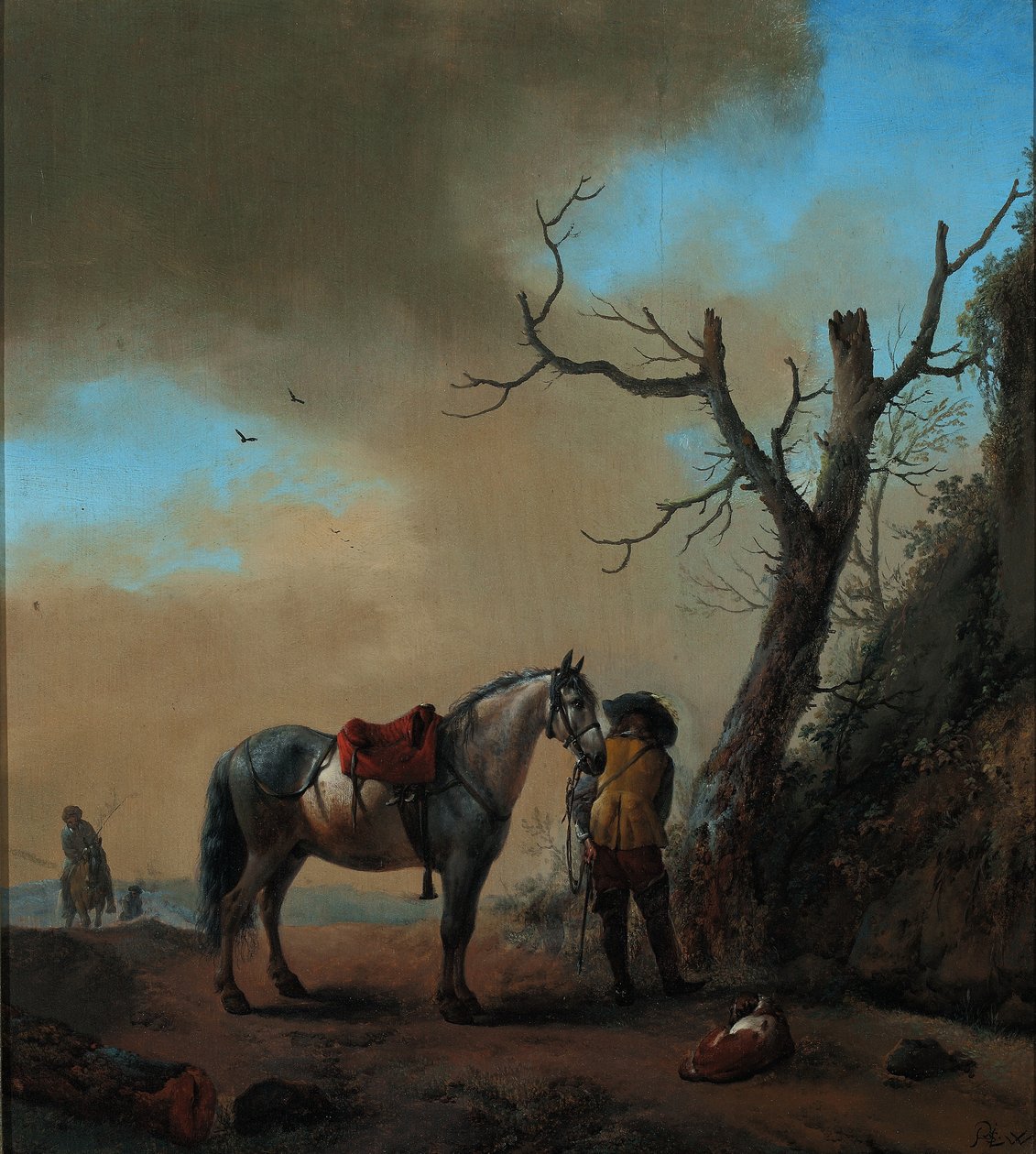Táj fehér lóval és leszállt lovassal, 1647 körül alkotó: Philips Wouwerman