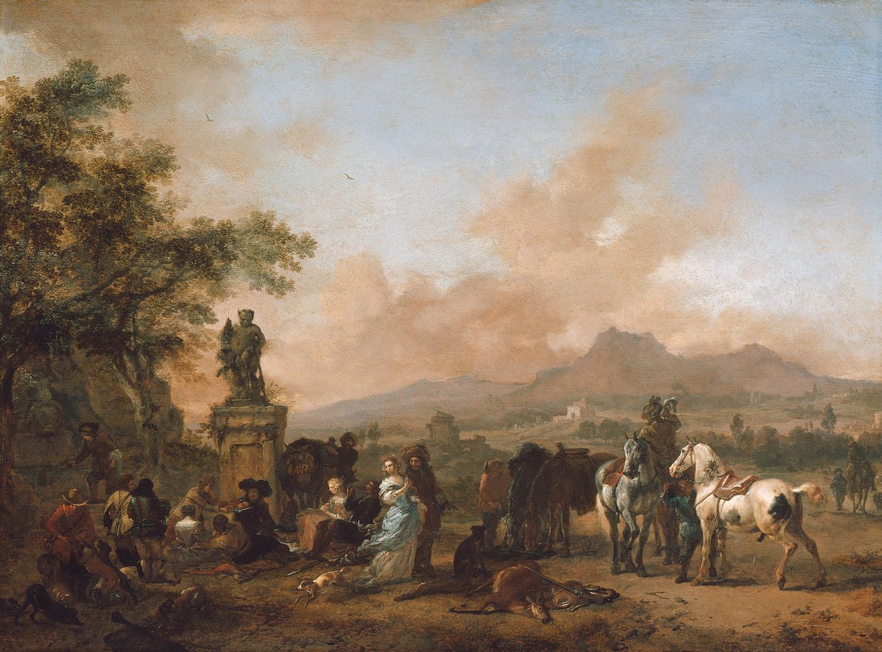 Pihenő a szarvasvadászaton alkotó: Philips Wouwerman