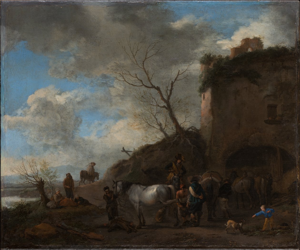 Lovasok egy kovácsnál alkotó: Philips Wouwerman