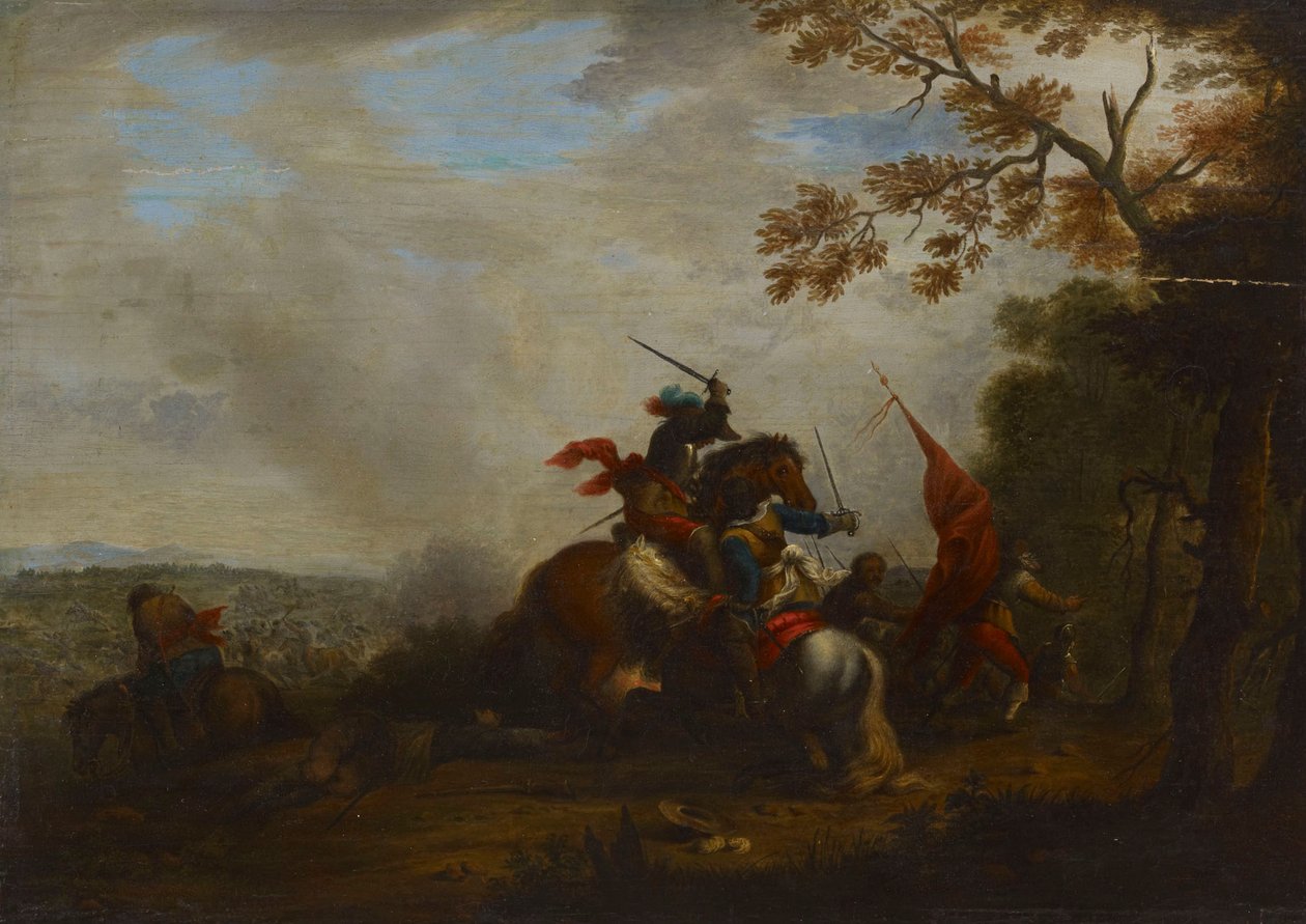 Jelenet egy lovassági csatából alkotó: Philips Wouwerman