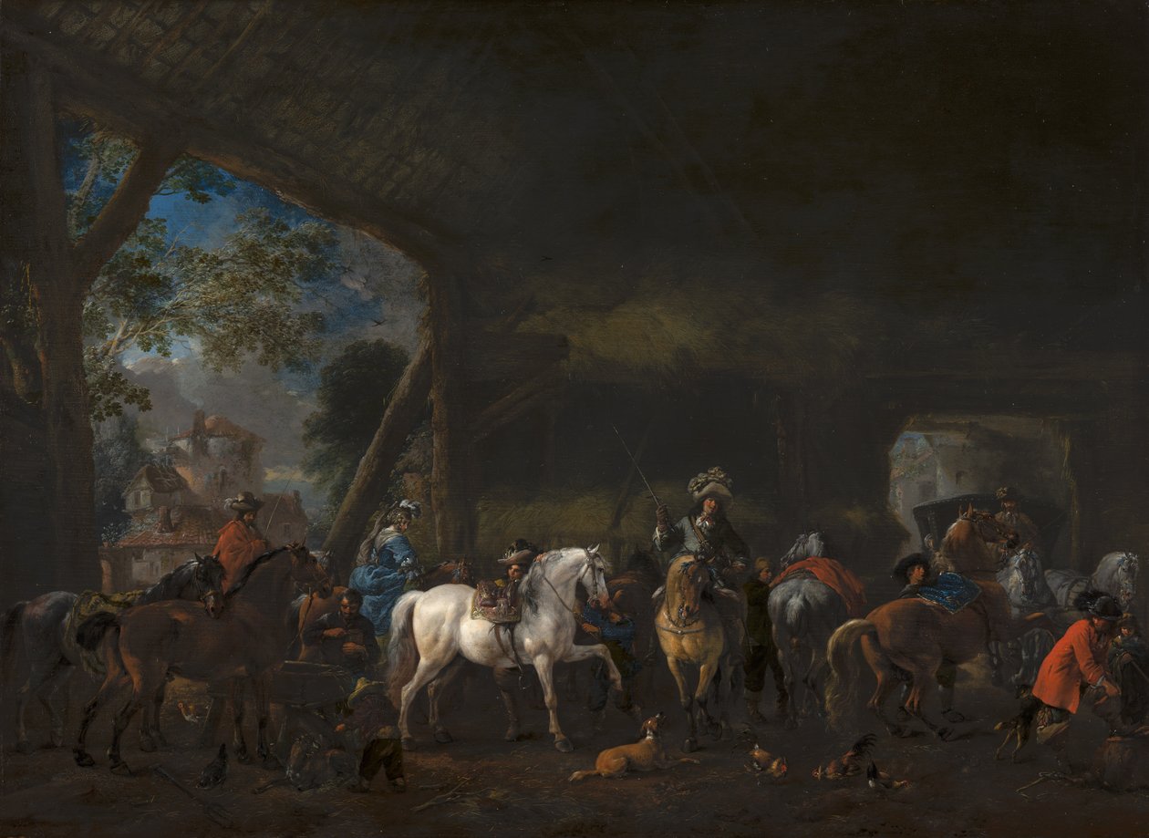Érkezés az istállóhoz alkotó: Philips Wouwerman