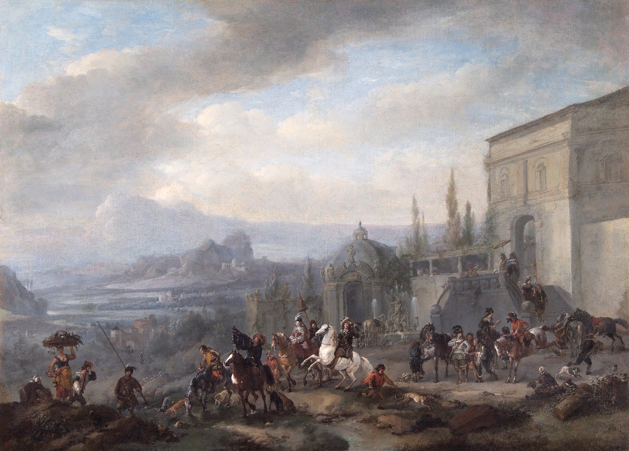 „Egy Hawking-parti távozása”, 1650-es évek alkotó: Philips Wouwerman