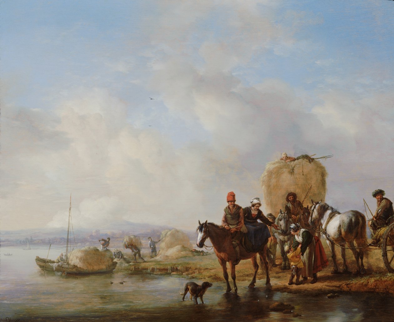 A szénakocsi, 1650 körül alkotó: Philips Wouwerman