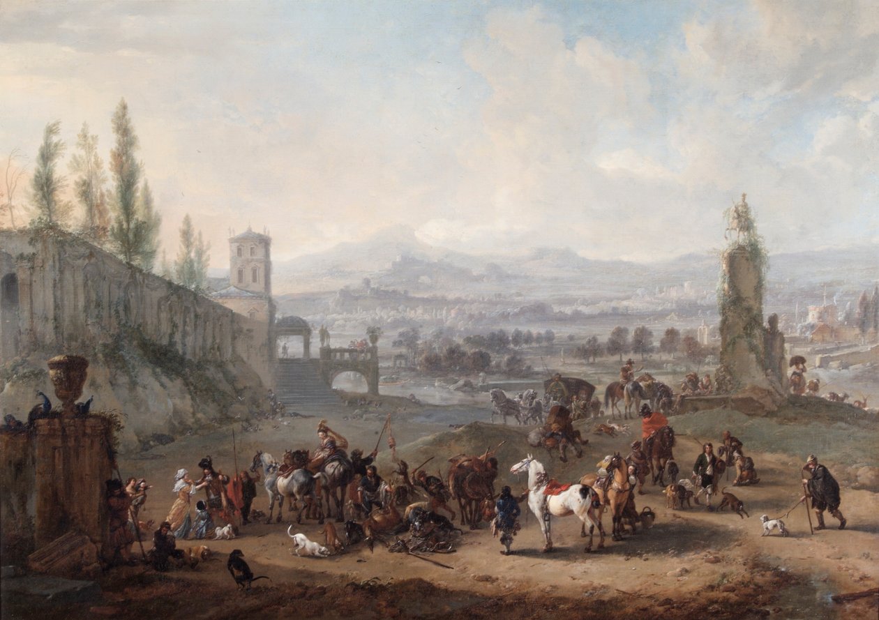 „The Return from the Chase”, 1650-es évek alkotó: Philips Wouwerman