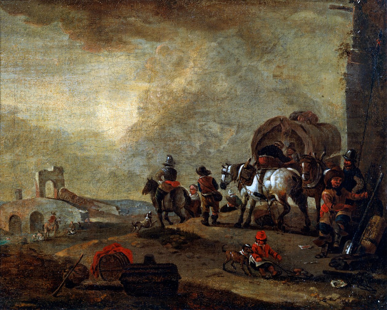 Utazók az úton, 17. század alkotó: Philips Wouwerman