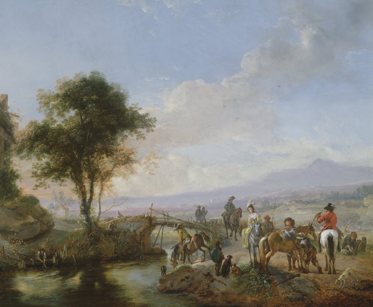 Hawking Party (olaj, réz) alkotó: Philips Wouwerman