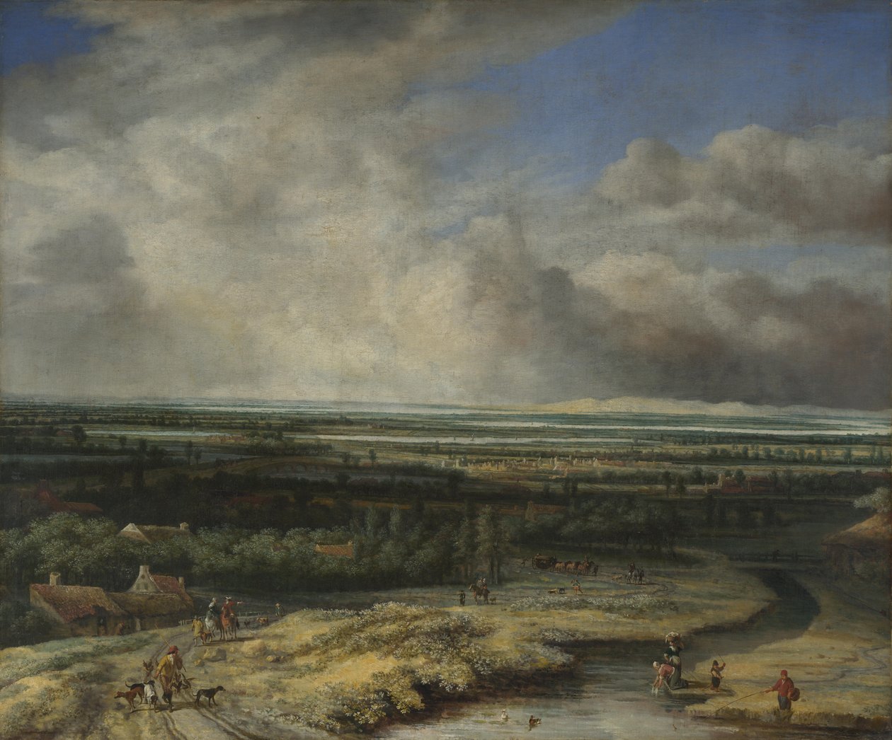 Egy kiterjedt táj Hawking-partival, c. 1670 alkotó: Philips de Koninck