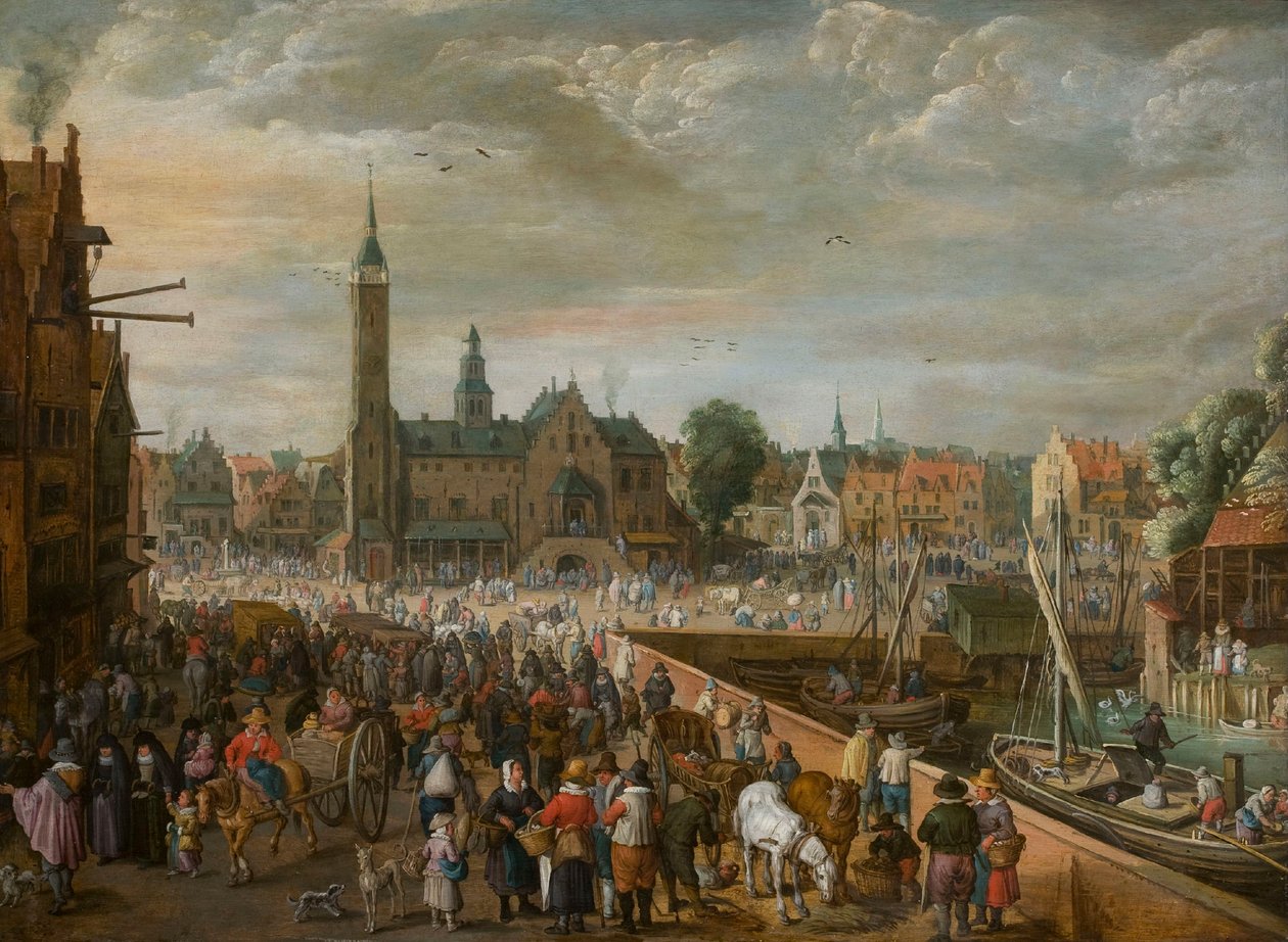 Kilátás a Grote Markt-ra Lierben, 17. század eleje. alkotó: Philips de Momper the Elder