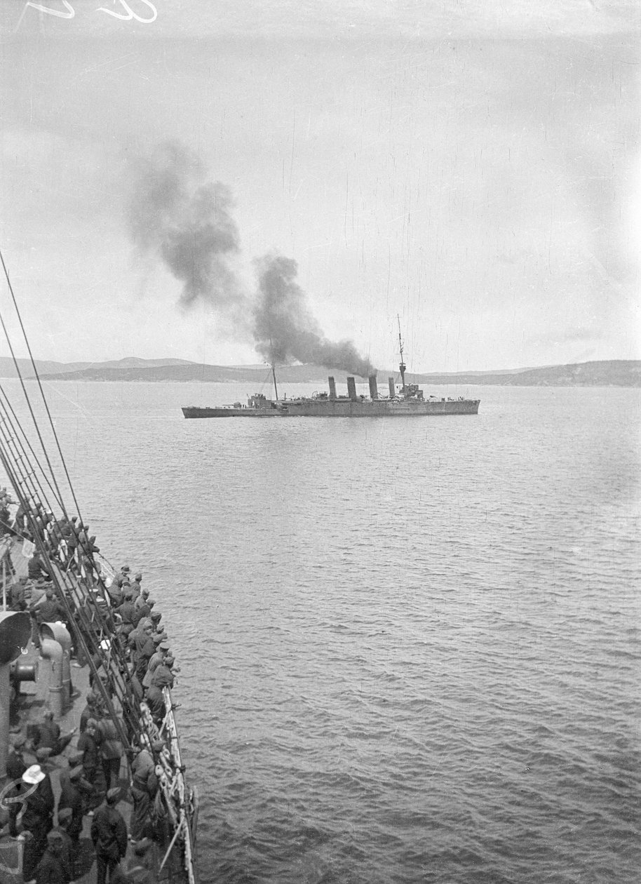 HMAS Melbourne vagy HMAS Sydney a King George Soundban, Albany WA, c. 1914. október (bw fotó) alkotó: Phillip Frederick Edward Schuler