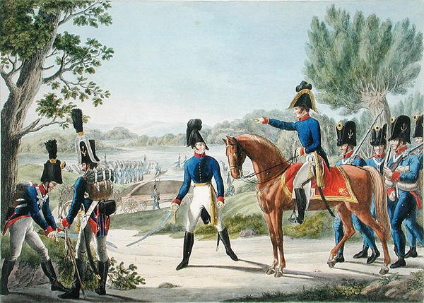 Az új Császári Királyi Pontonnierek a napóleoni háborúk után, 1820 körül (színes litó) alkotó: Phillip von (after) Stubenrauch