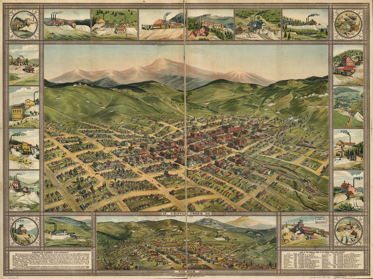 Cripple Creek, 1896. alkotó: Phillips and Desjardins Western Lithograph Co.