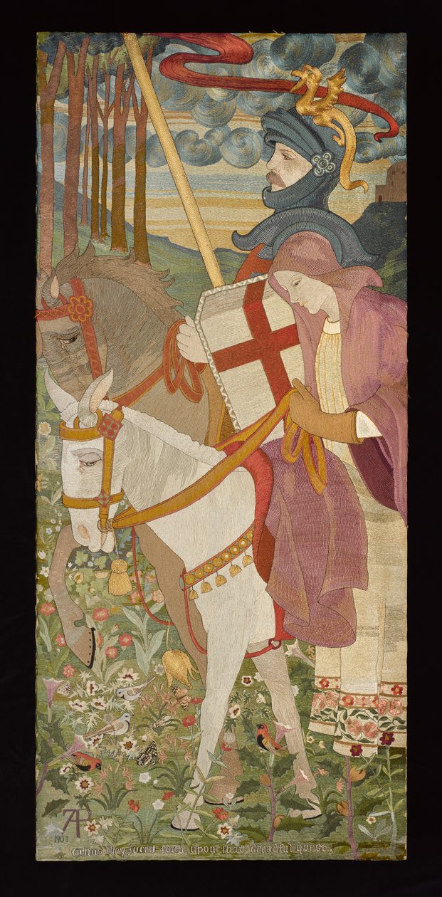 Szent György, A Vöröskereszt lovagja, lovagló Unával, 1907 (hímzés) (lásd még: 141950-51) alkotó: Phoebe Anna Traquair