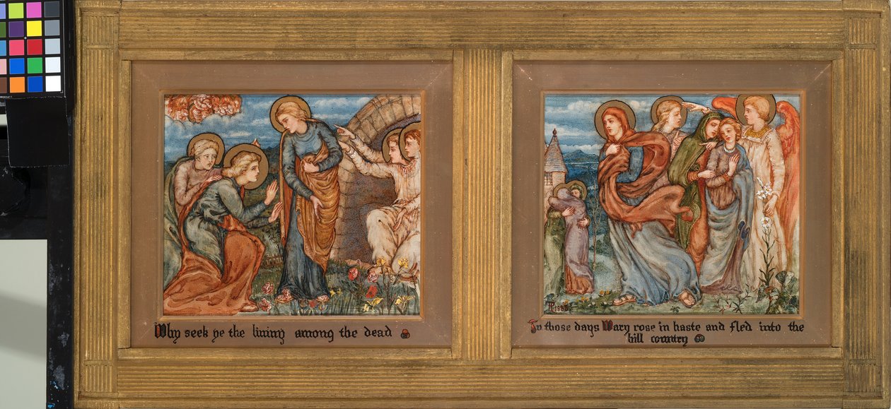 A feltámadás: Azokban a napokban Mária sietve felkelt, és elmenekült a hegyvidékre. alkotó: Phoebe Anna Traquair
