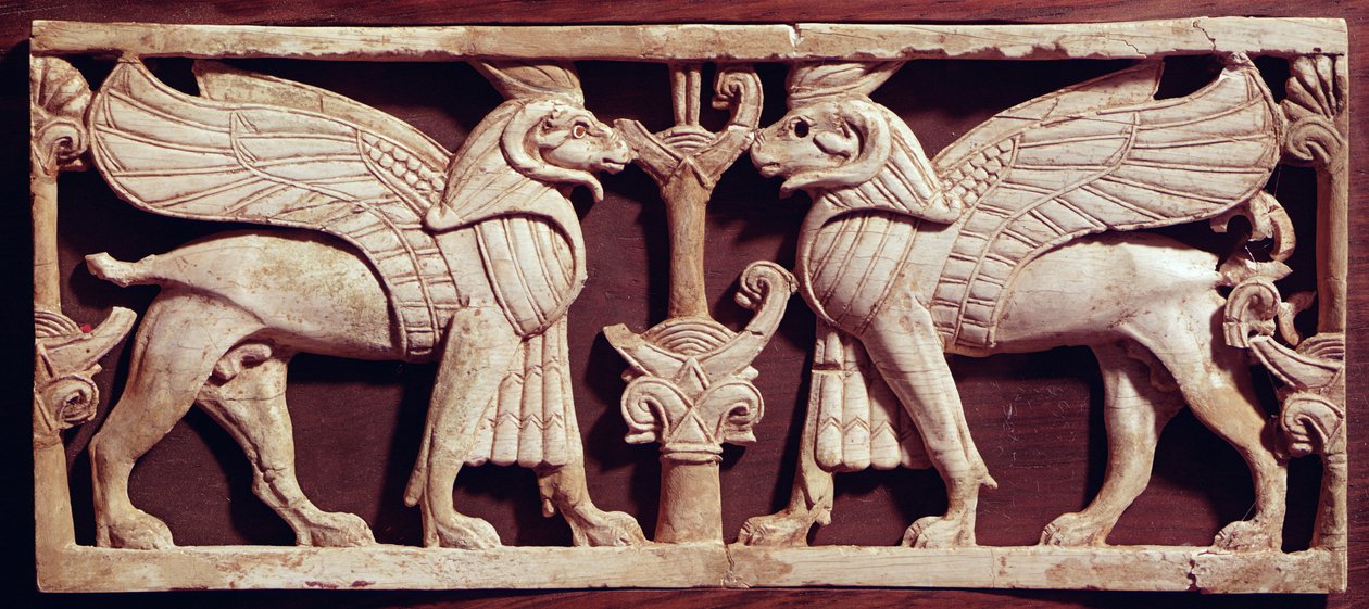 Két griffet ábrázoló dombormű, Arslan Tashtól (Hadatu) alkotó: Phoenician