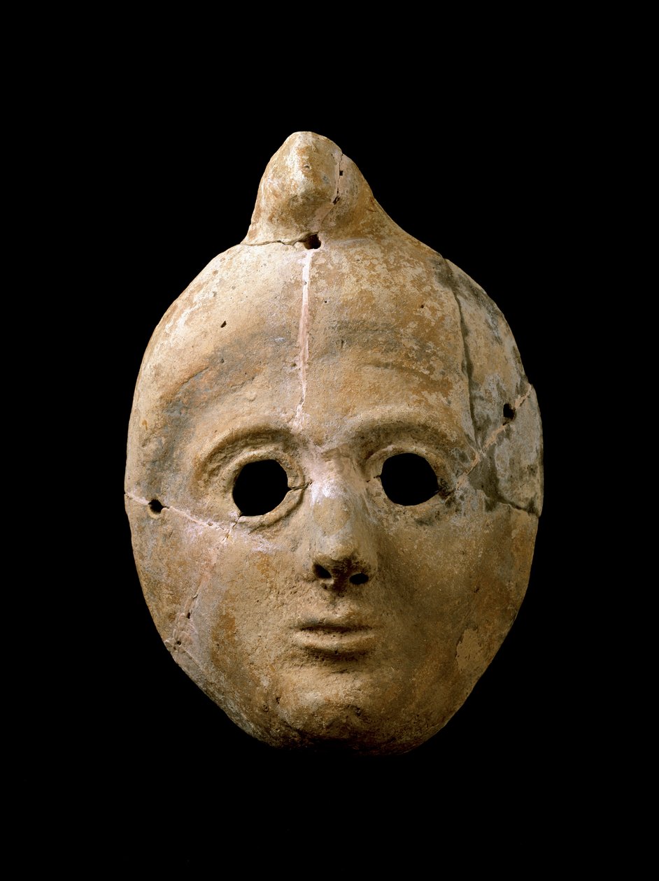 Föníciai művészet: terrakotta női maszk. Puerta de la Tierráról. Kr.e. 4-3. Cadiz Museo de Cadiz Spanyolország alkotó: Phoenician
