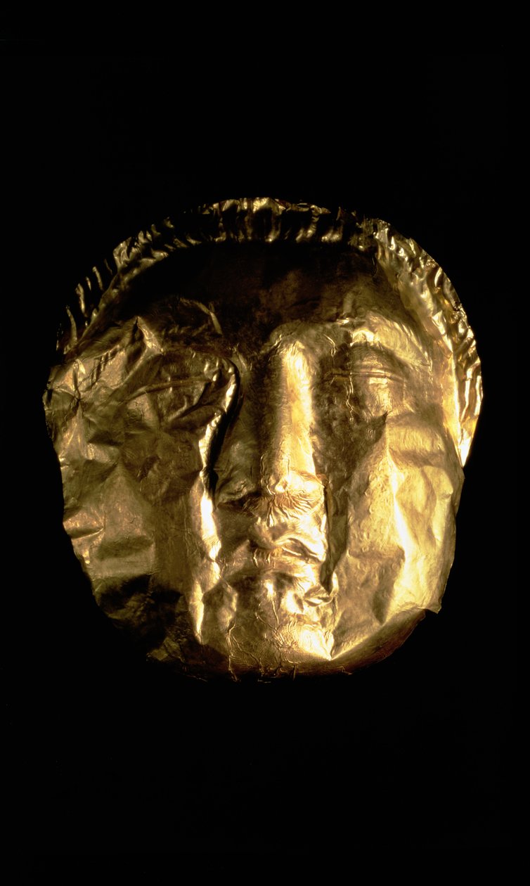 Temetési maszk, Kr.e. 5-4. század (dombornyomott arany) alkotó: Phoenician Phoenician