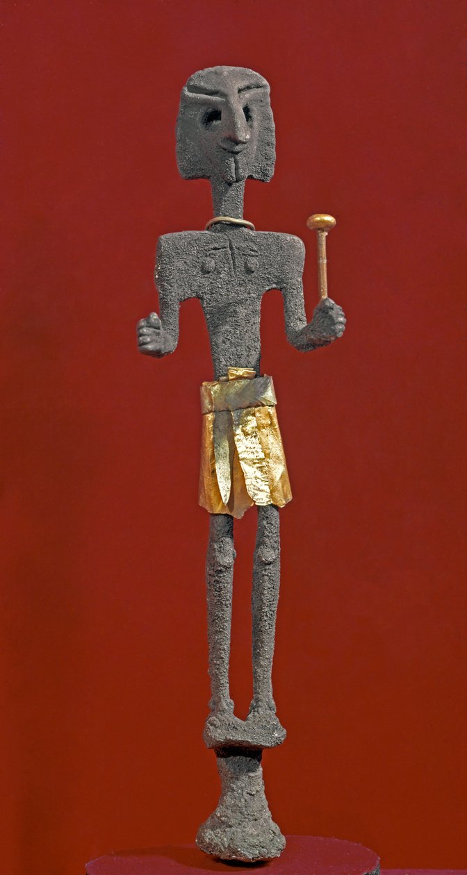 Föníciai művészet: az istenség szobra ezüstben és aranyban. Kr.e. 20. vagy 19. század. Ras Shamrától (Ugarit vagy Ougarit). V. 28 cm Aleppói Nemzeti Múzeum, Szíria alkotó: Phoenician Phoenician