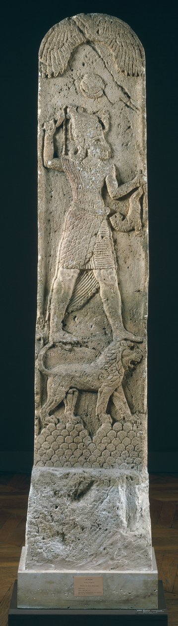 Fogadalmi sztéla, amely egy istent ábrázol oroszlánon, Amrithből, Kr.e. 550 körül (mészkő) alkotó: Phoenician School
