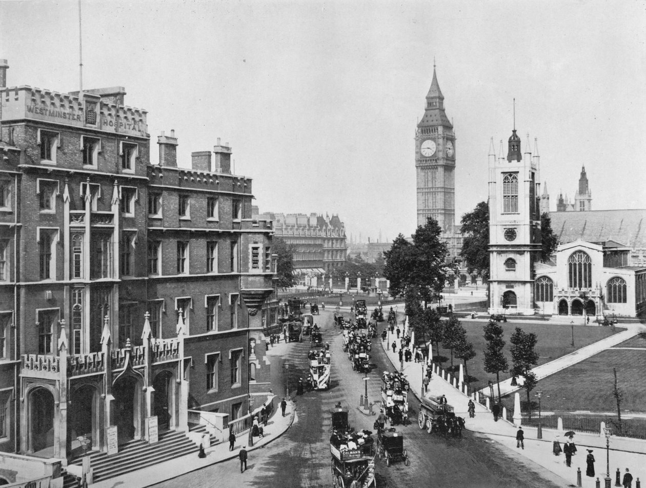 Broad Sanctuary, Westminster, 1910, 1911 alkotó: Photochrom Co Ltd of London