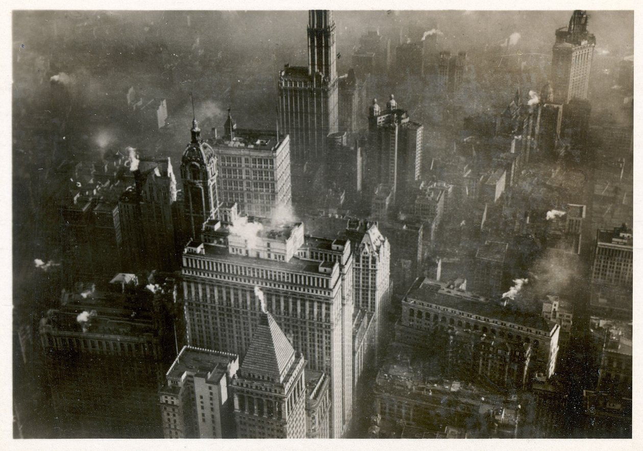 Légifotó Manhattan belvárosáról, az LZ 127 Graf Zeppelinről, New York 1928 (f/w fotó) alkotó: Photographer German