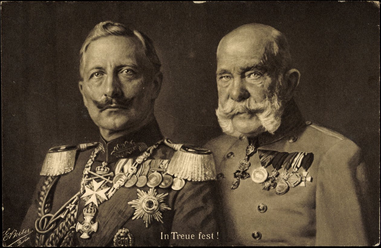 Ak II. Vilmos porosz császár és I. Ferenc József osztrák császár, hűség (fekete-fehér fénykép) alkotó: Photographer German