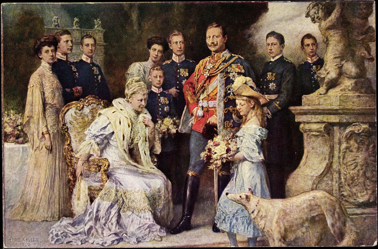 Artist Ak Wilhelm II. császár, Auguste Viktoria, Viktoria Luise, agár, Poroszország (fekete-fehér fotó) alkotó: Photographer German