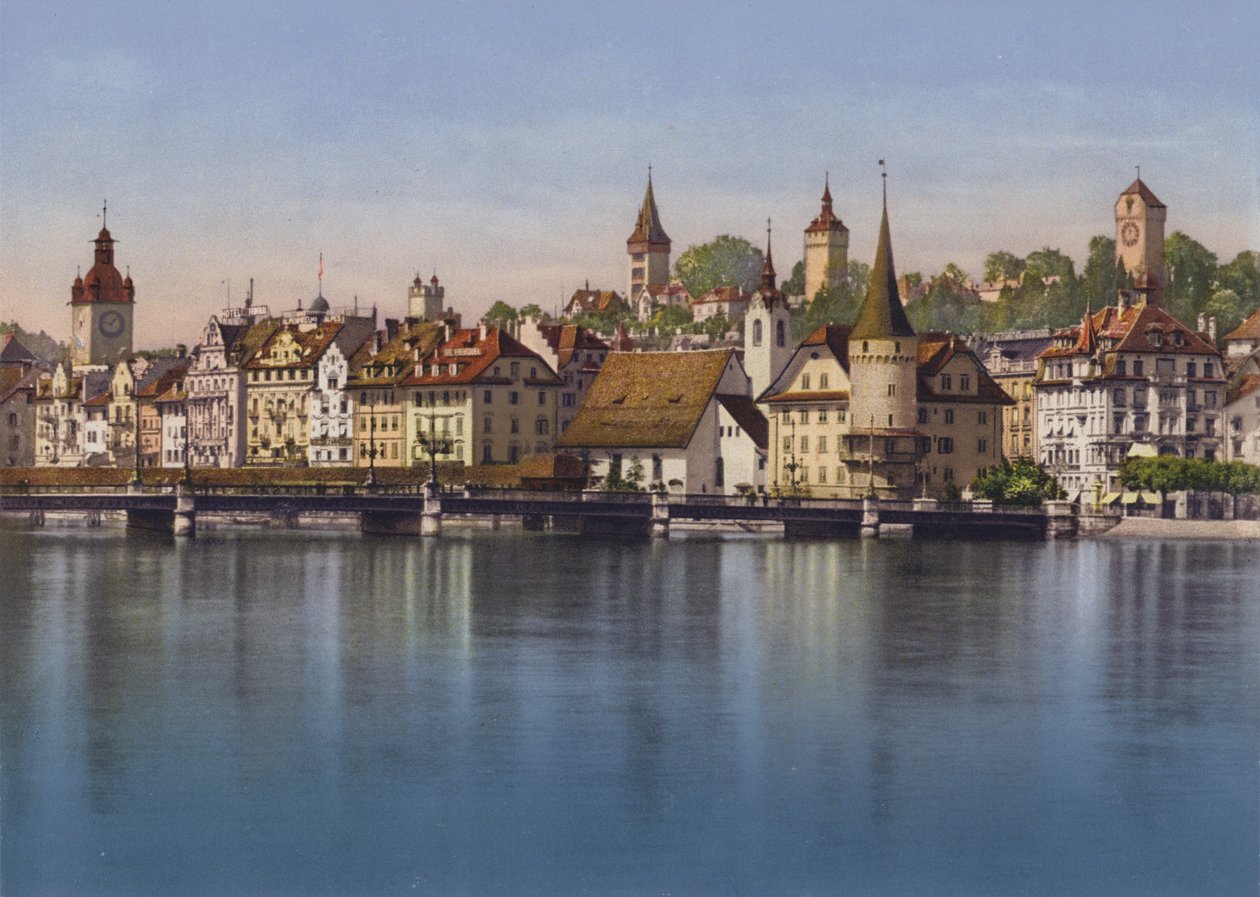 Régi Luzern, Seebrucke és Musegg (színes fotó) alkotó: Photographer Swiss
