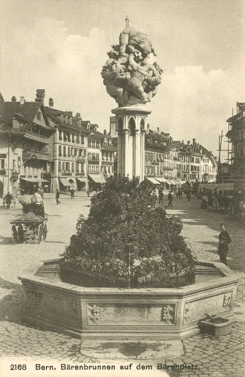 Bern, Svájc, Barenbrunnen Auf Dem Barenplatz (fekete-fehér fénykép) alkotó: Photographer Swiss