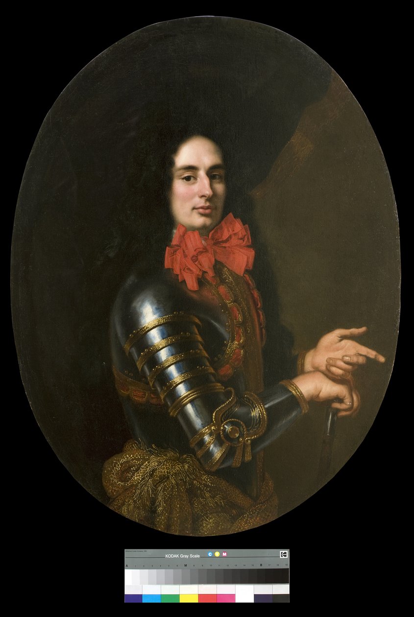 Páncélos és vörös sállal rendelkező úriember portréja, 1650-70 alkotó: Pier Francesco Cittadini