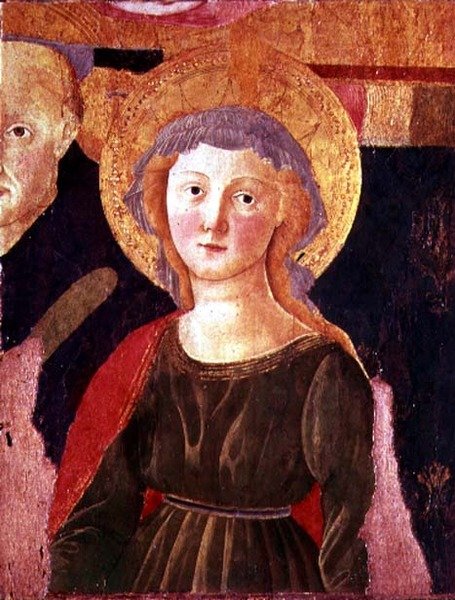 Mártír Szent Péter és egy női szent (részlet) alkotó: Pier Francesco Fiorentino