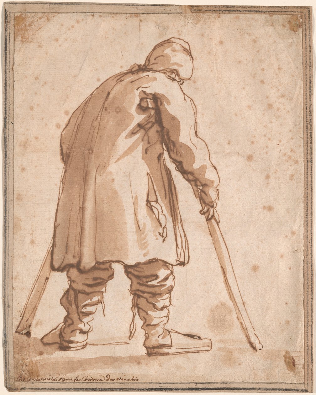 Egy férfi karikatúrája, akit Pietro da Cortonának mondanak alkotó: Pier Francesco Mola