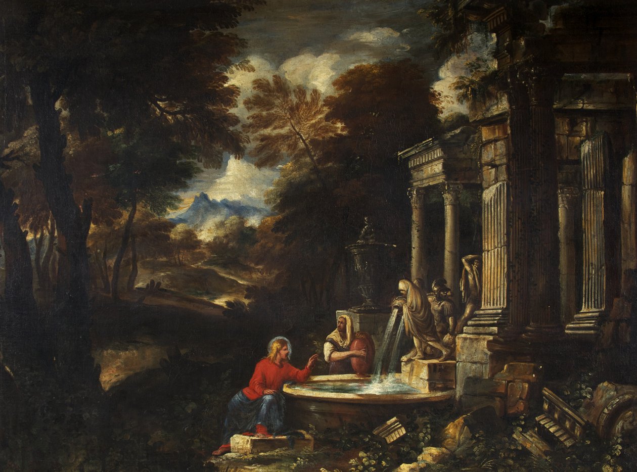 Krisztus és a szamáriai asszony (olaj, vászon) alkotó: Pier Francesco Mola