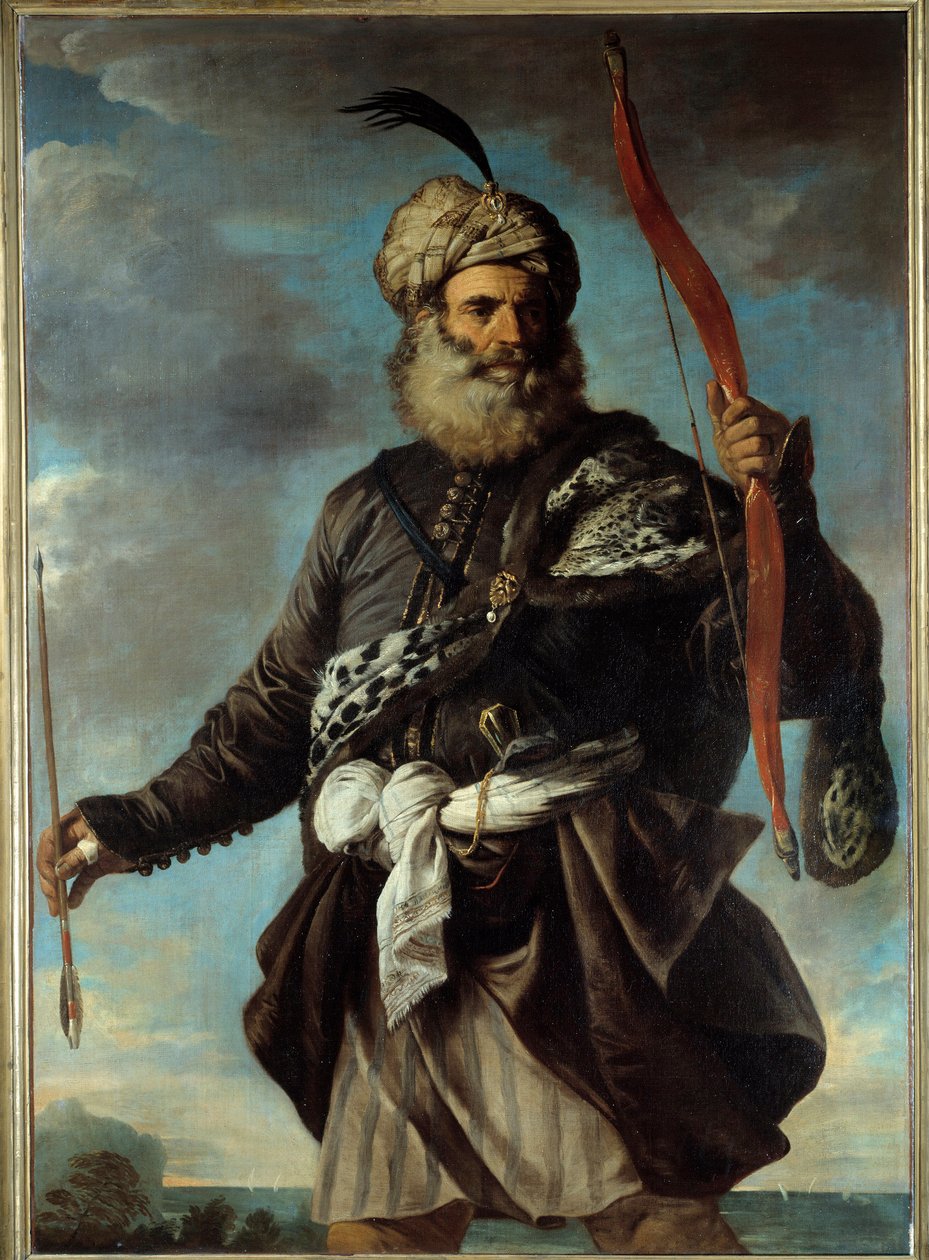 Egy íjat tartó keleti harcos figurája. Pier Francesco Mola (1612-1666) festménye alkotó: Pier Francesco Mola