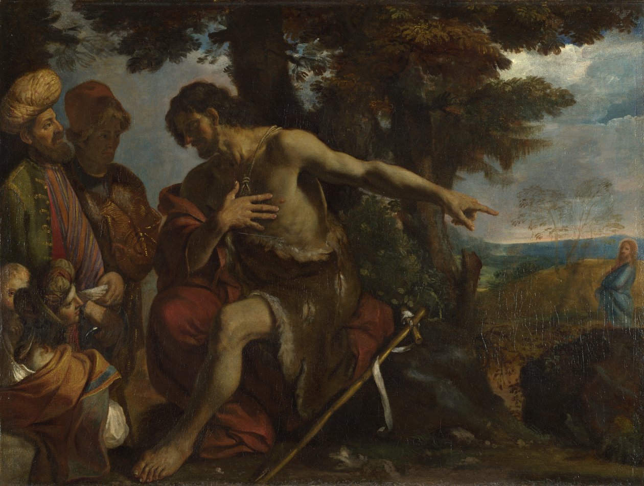 Keresztelő Szent János a pusztában prédikál, c. 1640 alkotó: Pier Francesco Mola