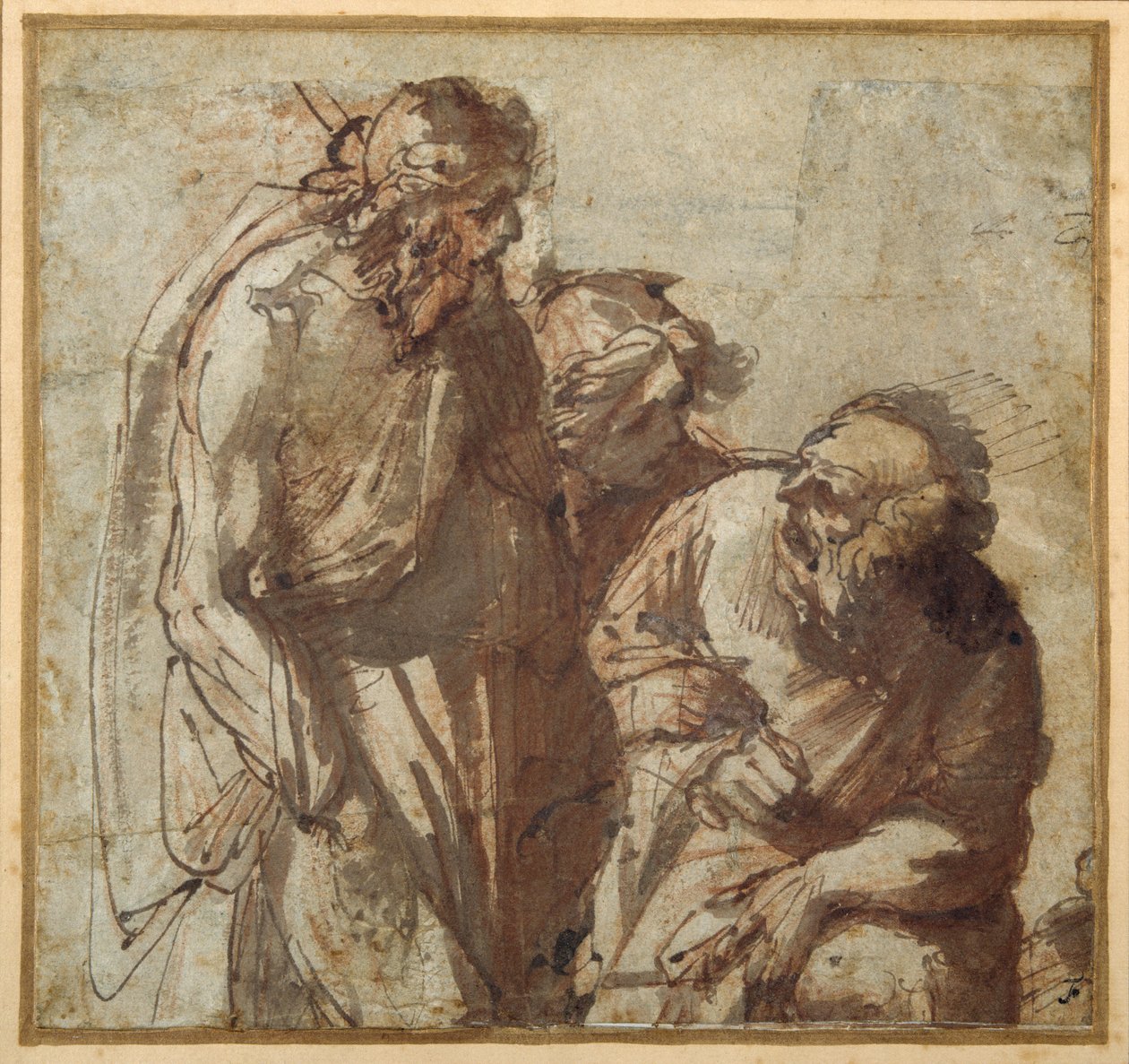 Szent Péter megtagadja Krisztust (toll és barna tinta barna mosással) alkotó: Pier Francesco Mola