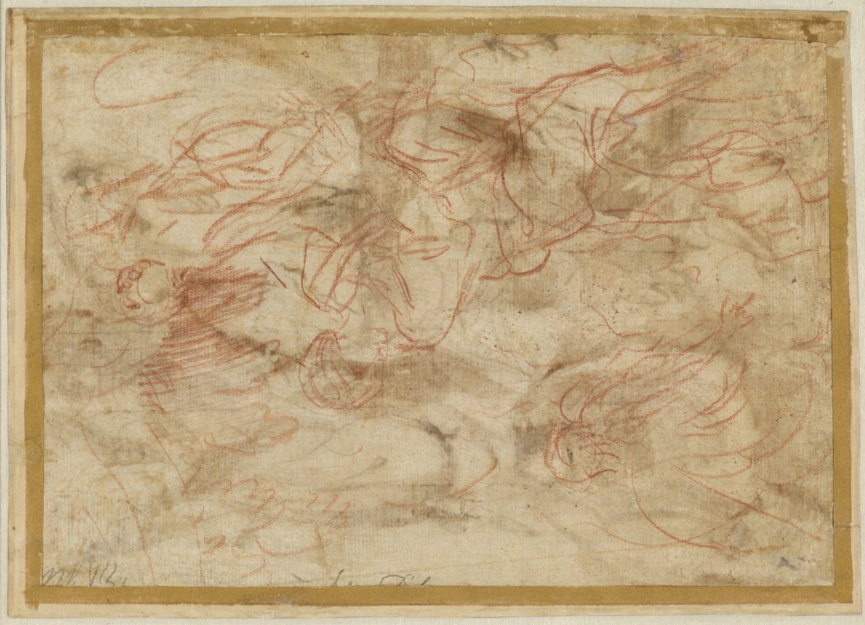 Az angyal megjelenése Hágárnak a sivatagban, 1660 körül (vörös kréta, papír) alkotó: Pier Francesco Mola