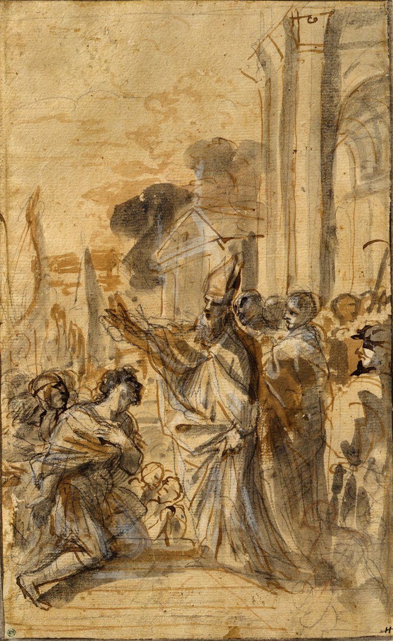 Die Predigt des Hl. Barnabas alkotó: Pier Francesco Mola