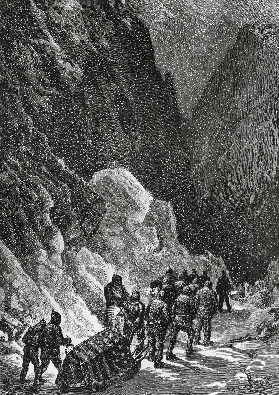 Charles Francis Hall kapitány (1821-1871) amerikai felfedező temetése, Grönland, 1871. november, Polaris expedíció alkotó: Blaise Nicolas Le Sueur