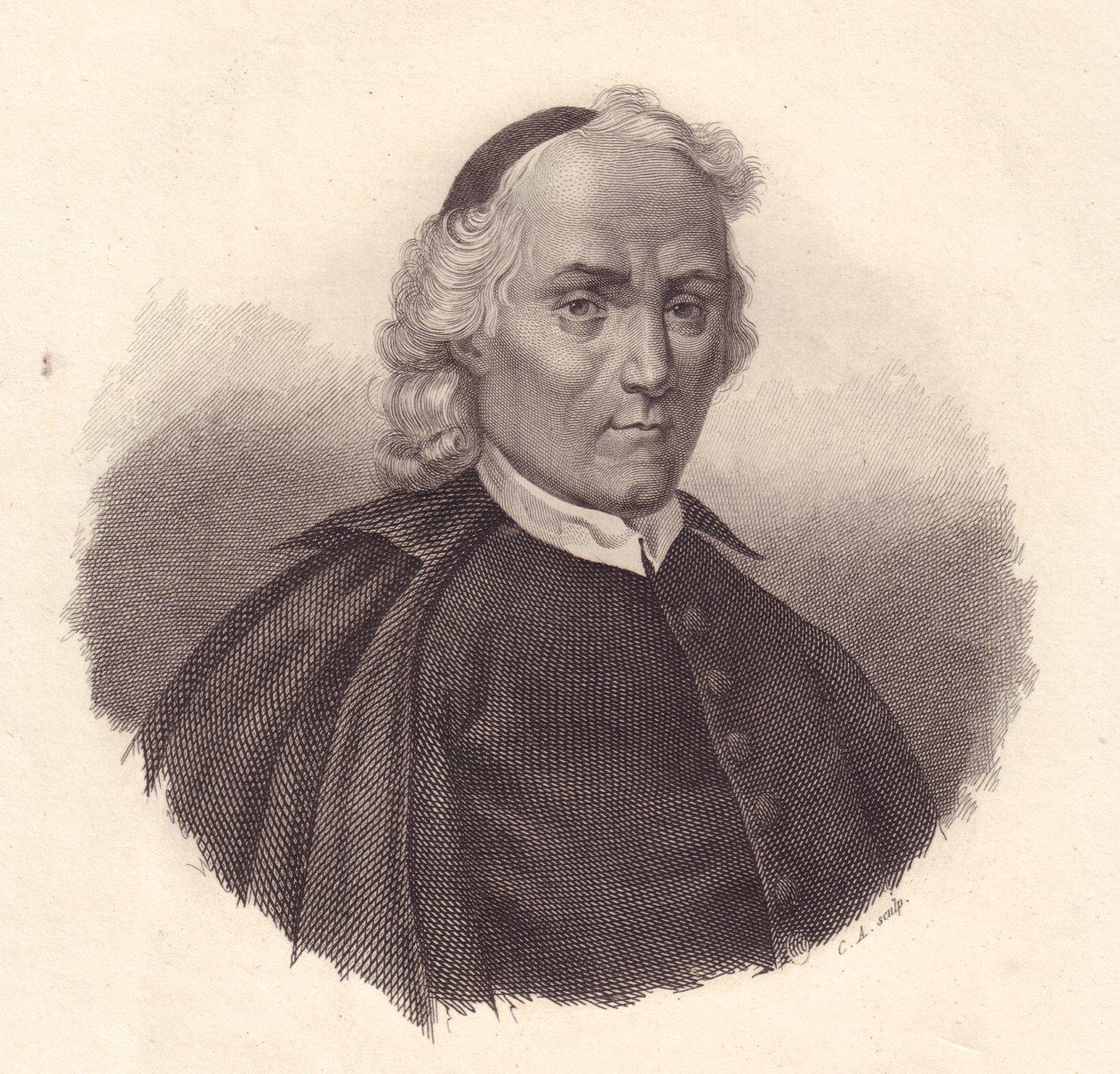 Ludovico Antonio Muratori (1672-1750) olasz presbiteriánus és történész portréja, rézmetszet alkotó: Blaise Nicolas Le Sueur