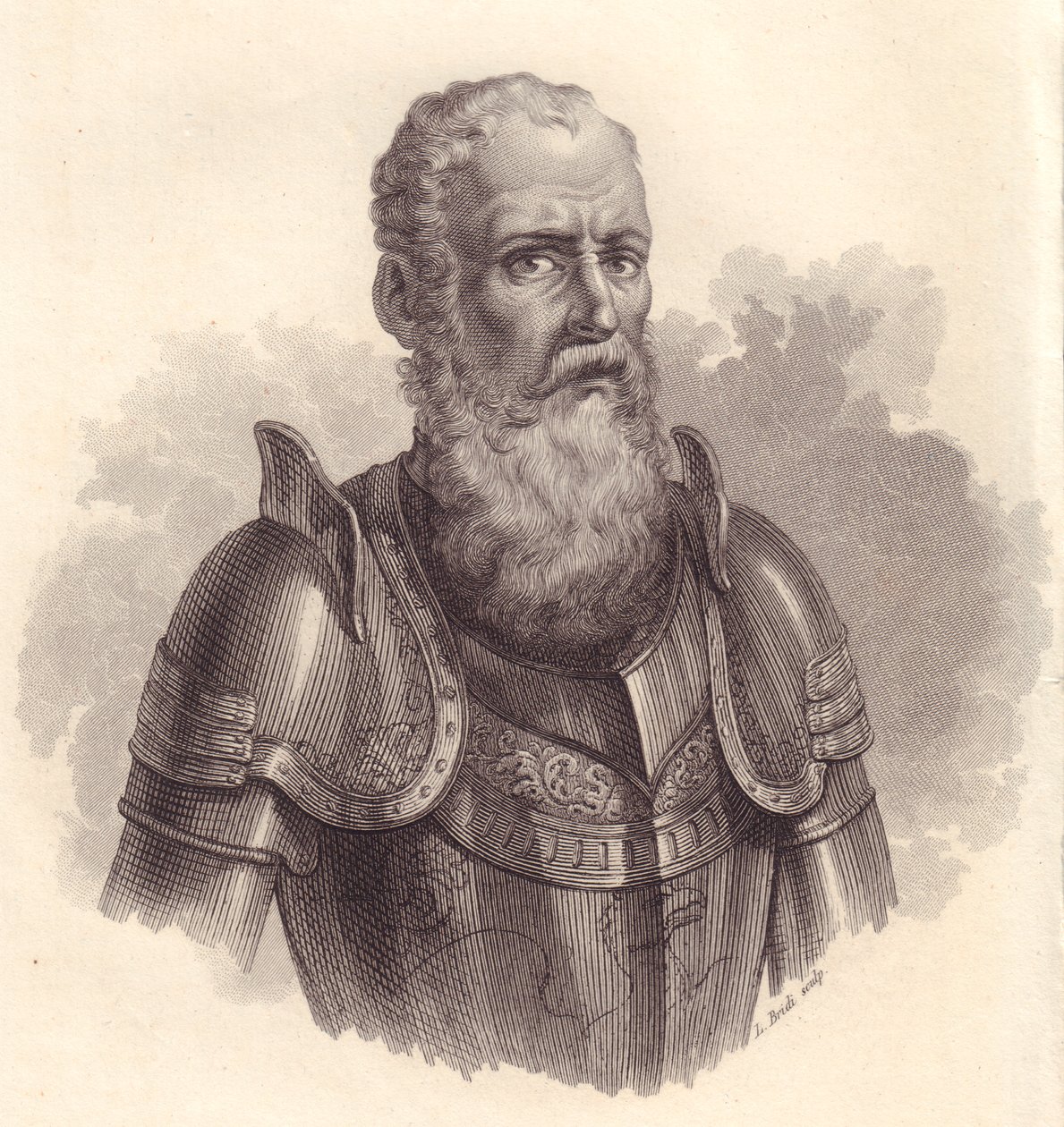 Ezzelino III da Romano vagy Ecelino da Romano (1194-1259) olasz katonai vezető portréja, rézmetszet alkotó: Blaise Nicolas Le Sueur