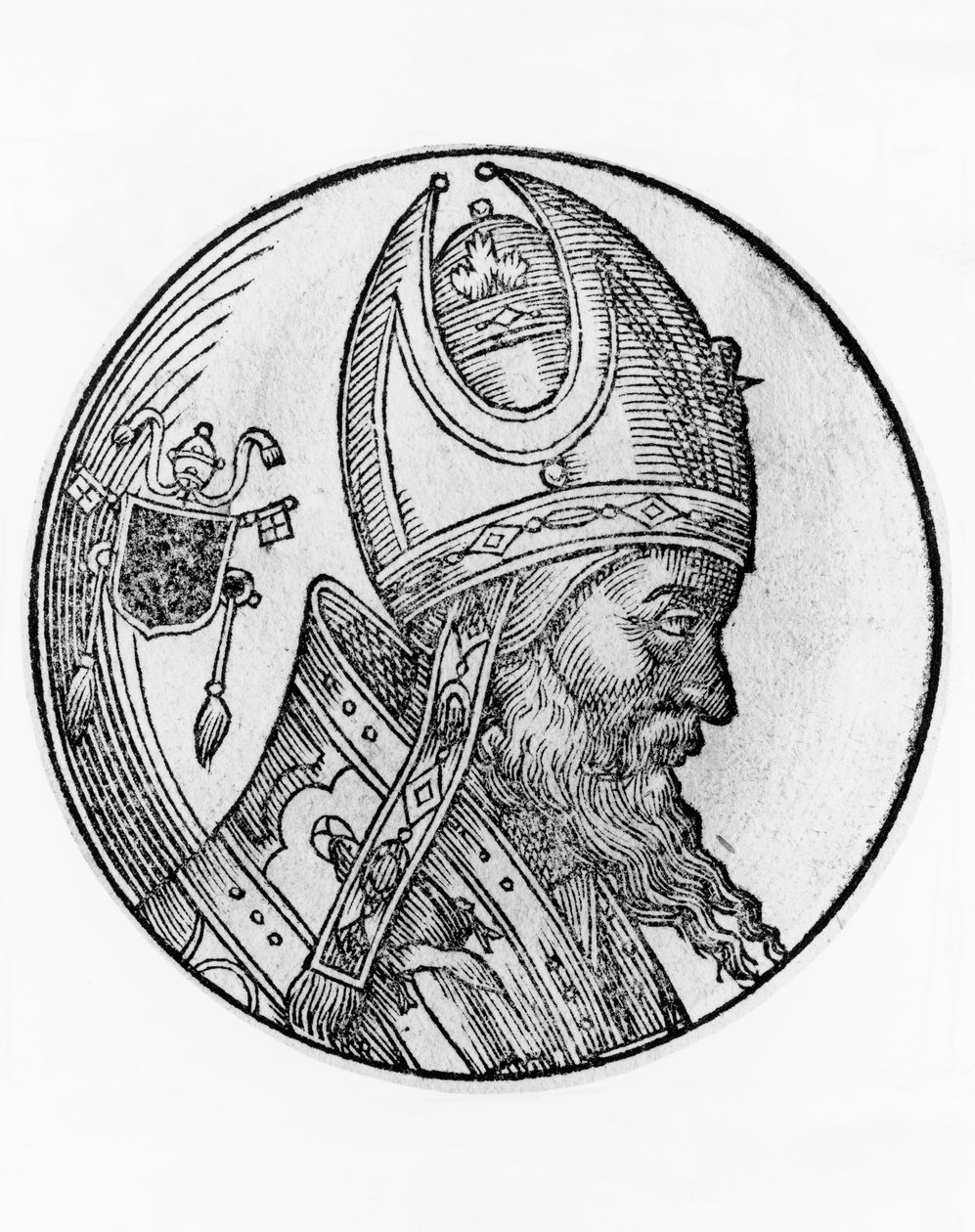 IV. János (meghalt 642-ben), a katolikus egyház 72. pápája portréja 640-ből, metszet alkotó: Blaise Nicolas Le Sueur