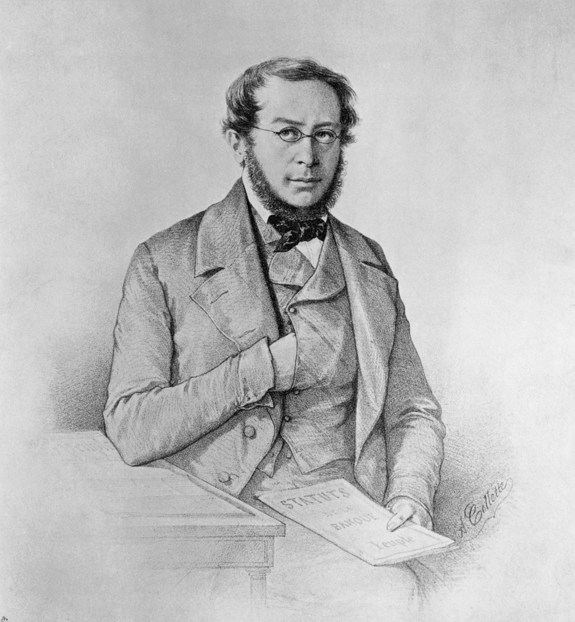 Pierre-Joseph Proudhon (1809-1865) francia politikus, filozófus és anarchista portréja, Colletti rajza alkotó: Blaise Nicolas Le Sueur