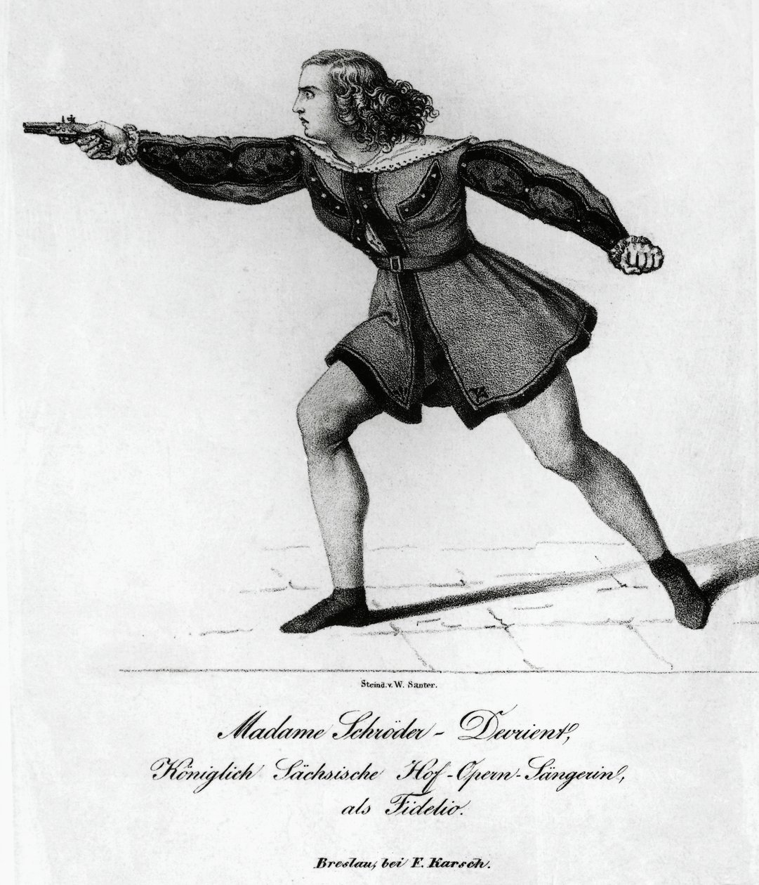 Wilhelmine Schroder-Devrient (1804-1860), német szoprán portréja, Leonora szerepében a Fidelioban vagy a Házastársi szerelemben, Ludwig van Beethoven (1770-1827), metszet alkotó: Blaise Nicolas Le Sueur