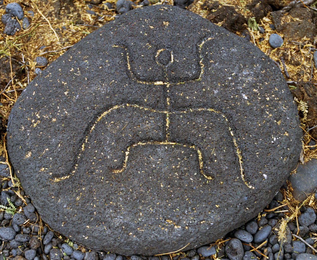 Kőmetszet, Puako Petroglyph régészeti körzet, Hawaii szigete, Egyesült Államok alkotó: Blaise Nicolas Le Sueur