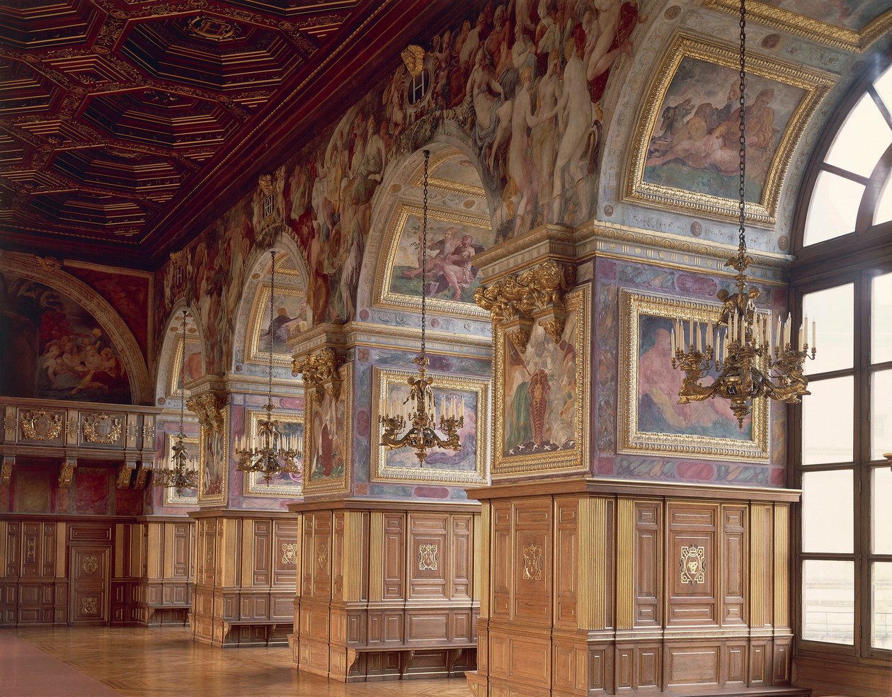 A bálterem, Chateau de Fontainebleau, Franciaország alkotó: Blaise Nicolas Le Sueur