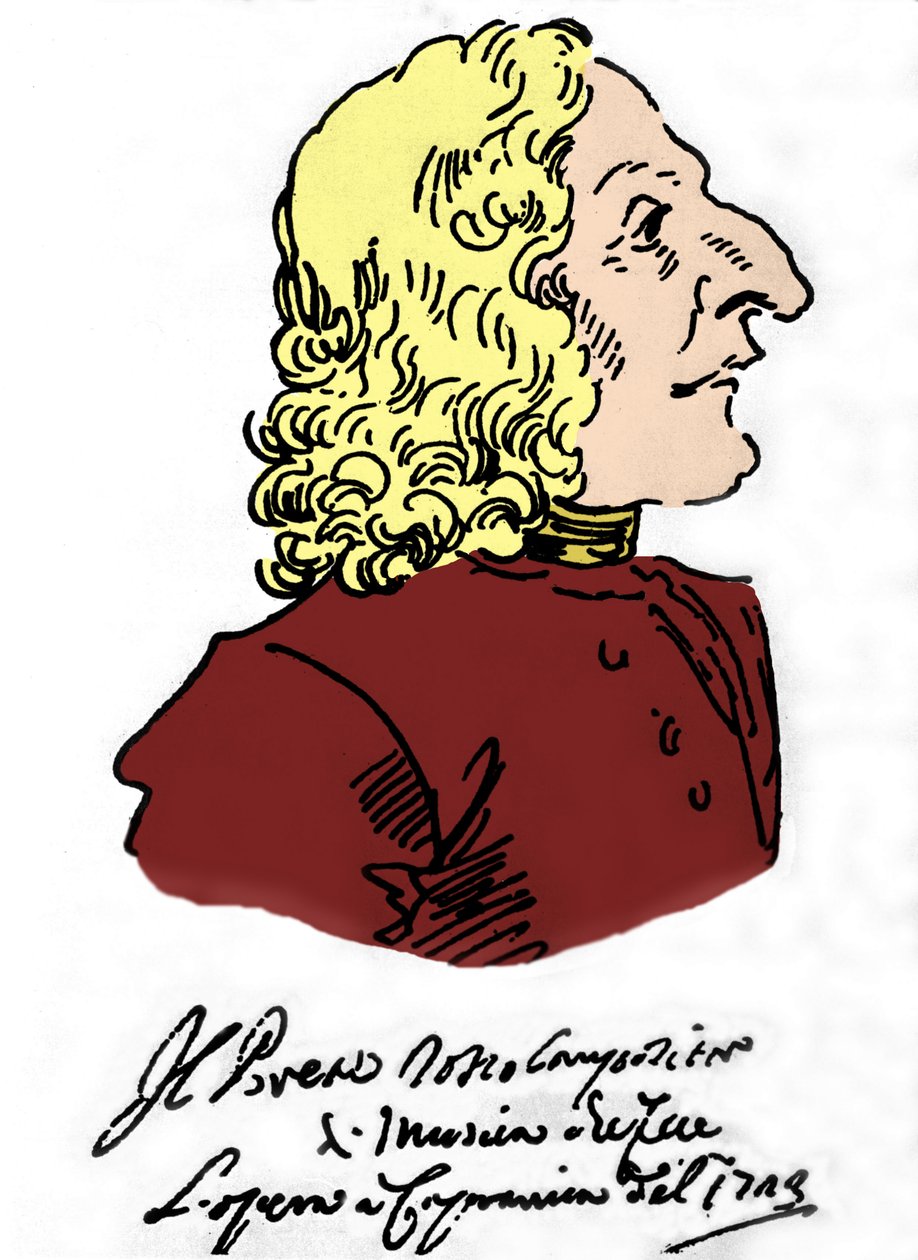 Antonio Vivaldi (1678-1741), Pierre Leone Ghezzi (1674-1755) rajzfilmje alkotó: Pier Leone Ghezzi
